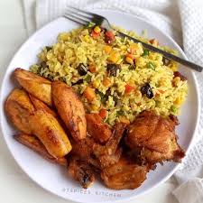 Vegetable Fried Rice & Plantain  